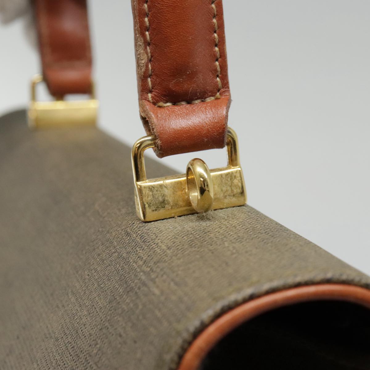 FENDI Hand Bag PVC 2way Gold Brown 94029