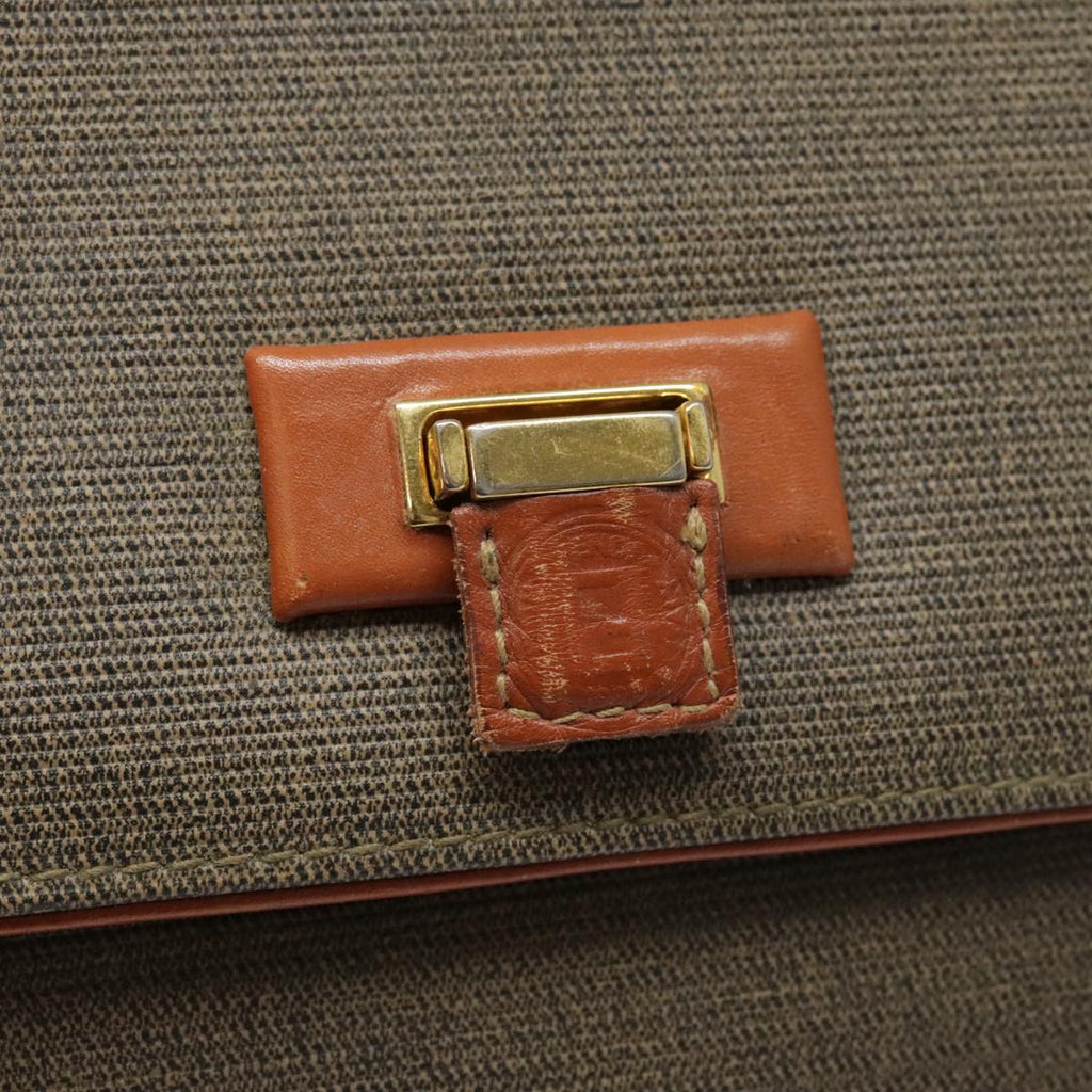 FENDI Hand Bag PVC 2way Gold Brown 94029
