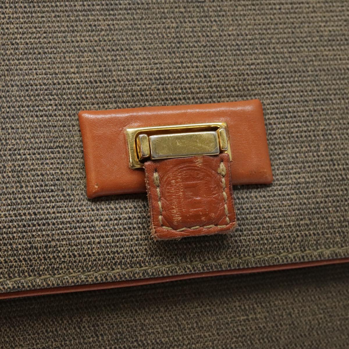 FENDI Hand Bag PVC 2way Gold Brown 94029