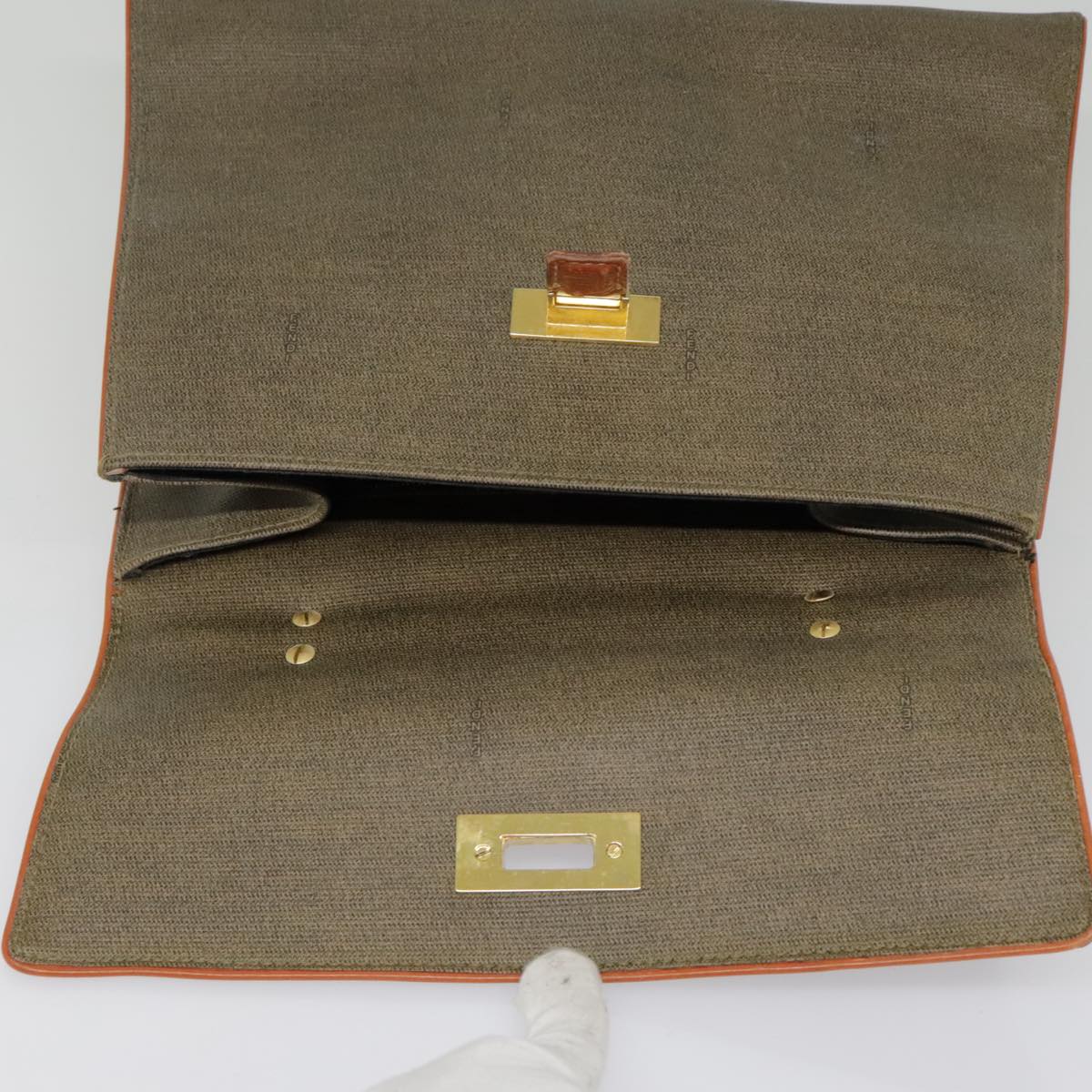 FENDI Hand Bag PVC 2way Gold Brown 94029