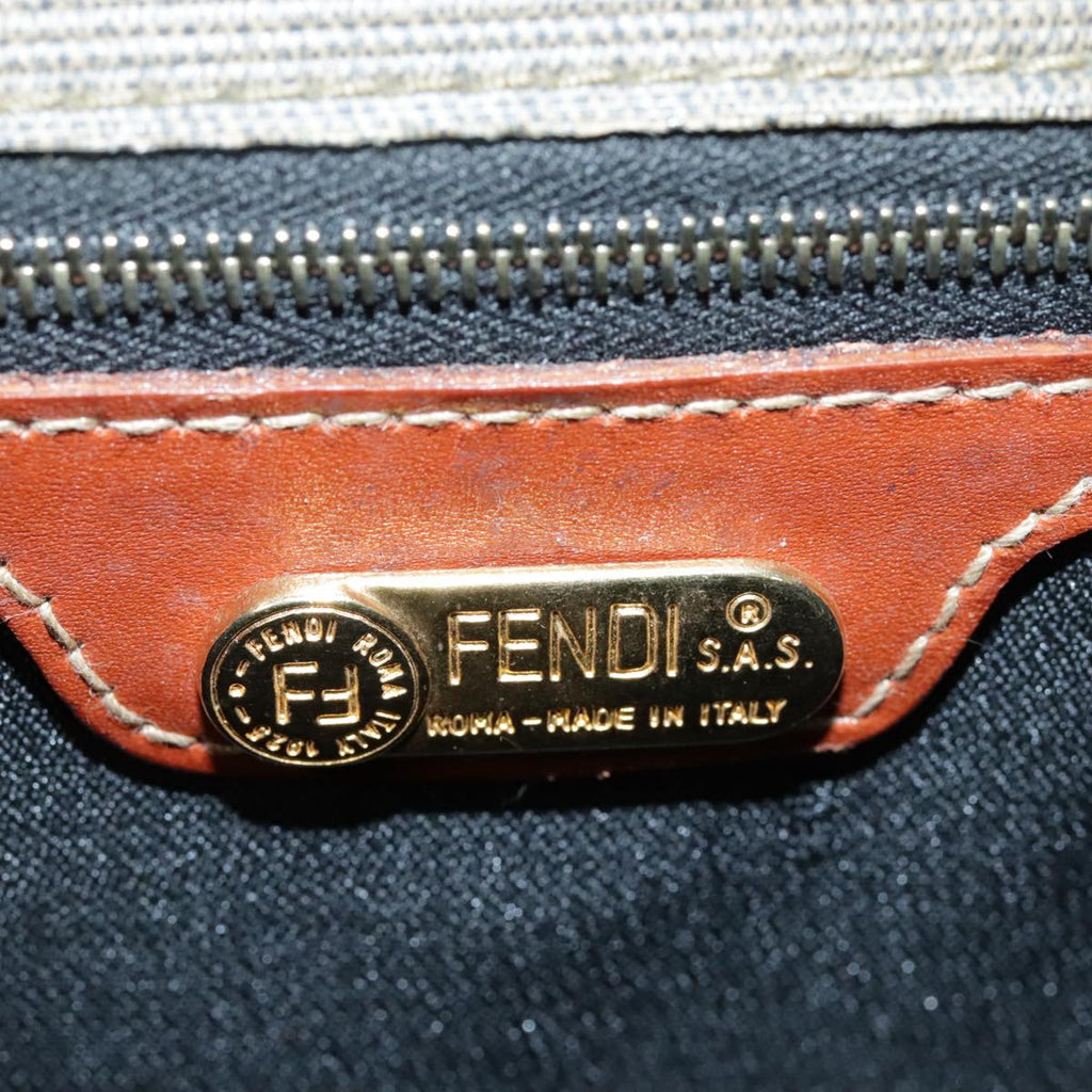 FENDI Hand Bag PVC 2way Gold Brown 94029