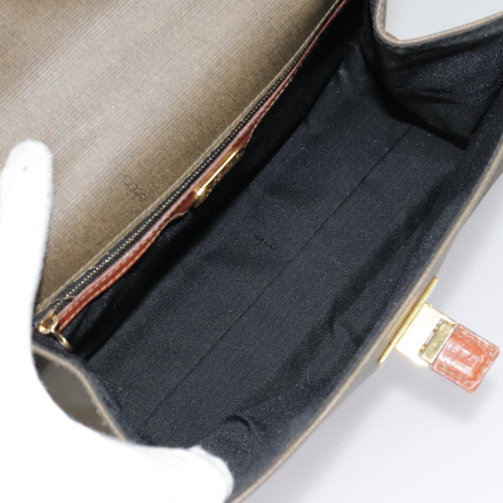 FENDI Hand Bag PVC 2way Gold Brown 94029