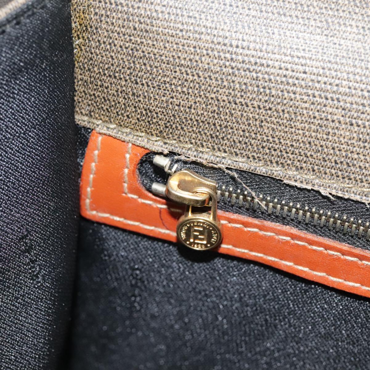 FENDI Hand Bag PVC 2way Gold Brown 94029