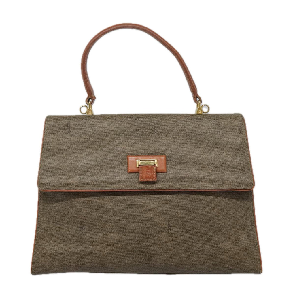 FENDI Hand Bag PVC 2way Gold Brown 94029