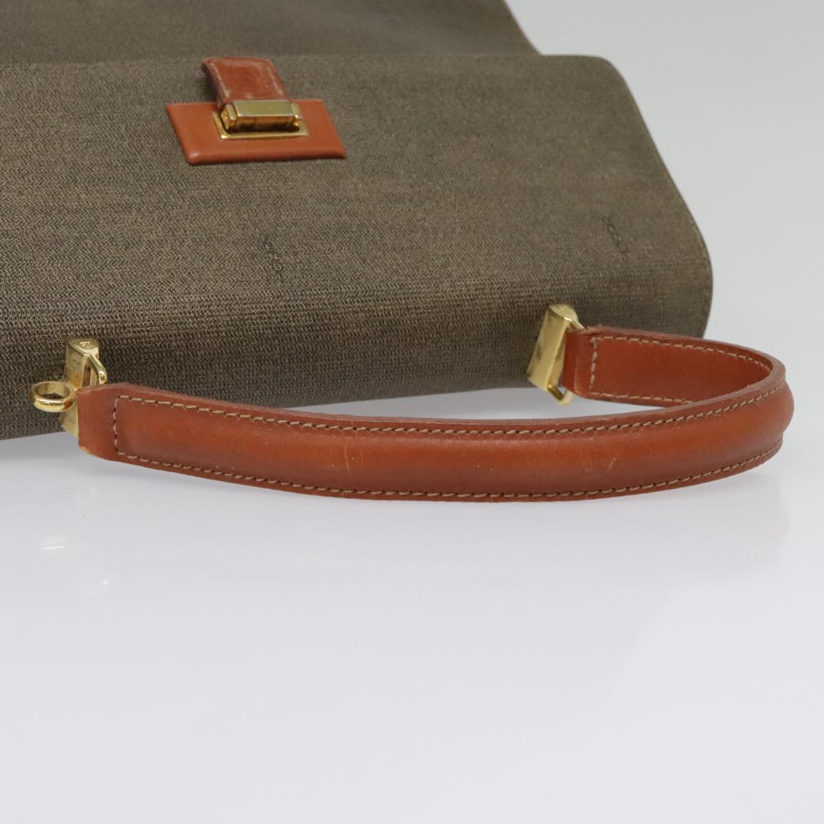 FENDI Hand Bag PVC 2way Gold Brown 94029