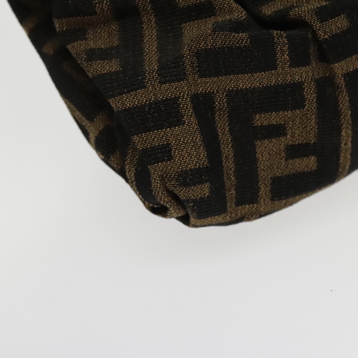 FENDI Zucca Canvas Shoulder Bag Brown Black Gold 94106