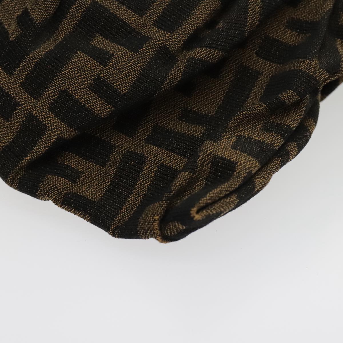 FENDI Zucca Canvas Shoulder Bag Brown Black Gold 94106
