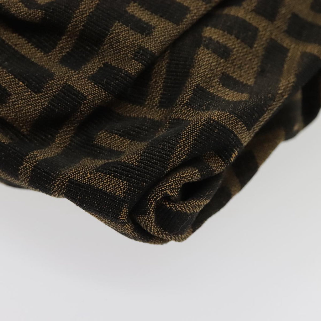 FENDI Zucca Canvas Shoulder Bag Brown Black Gold 94106