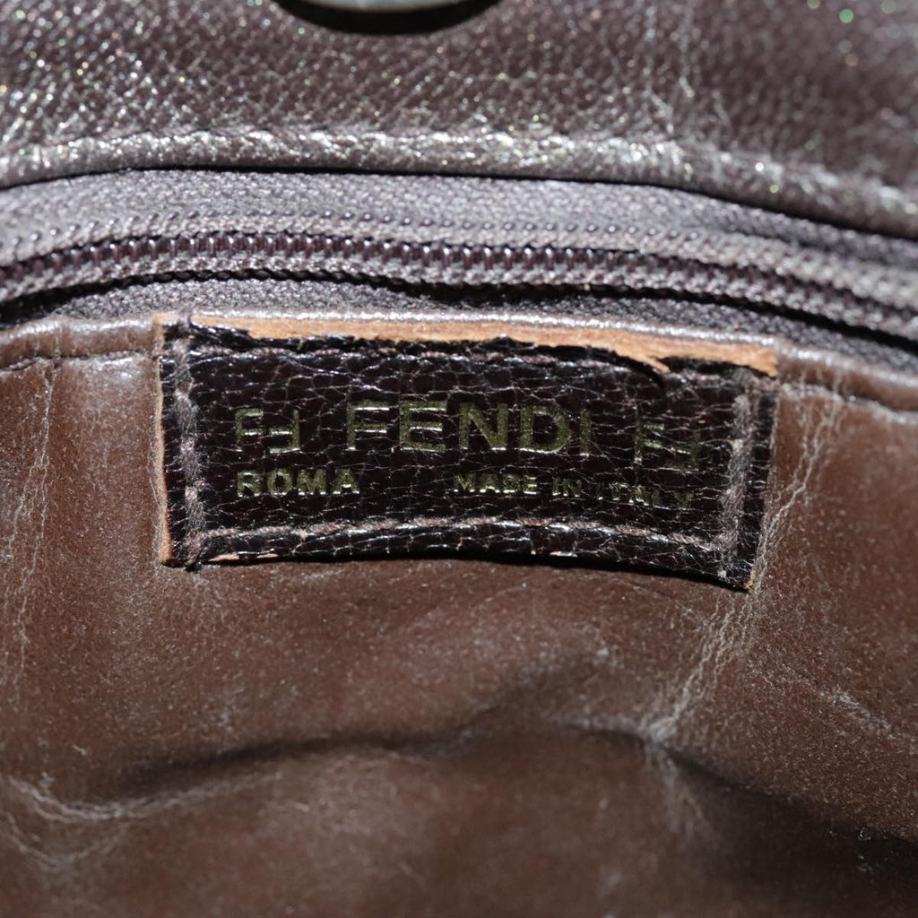 FENDI Zucca Canvas Shoulder Bag Brown Black Gold 94106