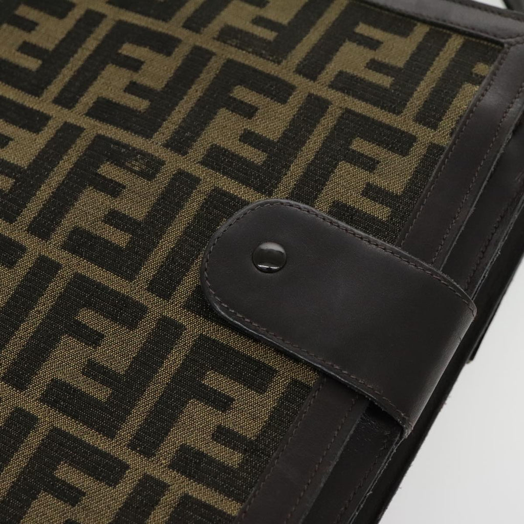 FENDI Zucca Canvas Shoulder Bag Brown Black Gold 94107