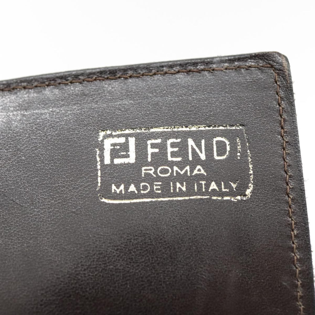 FENDI Zucca Canvas Shoulder Bag Brown Black Gold 94107