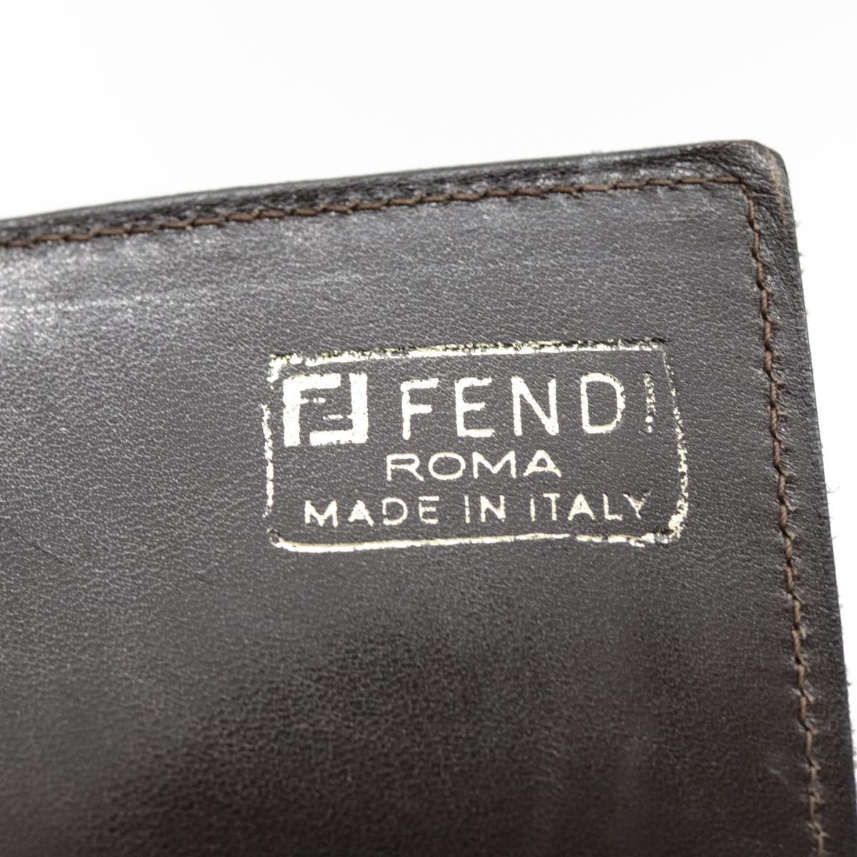 FENDI Zucca Canvas Shoulder Bag Brown Black Gold 94107