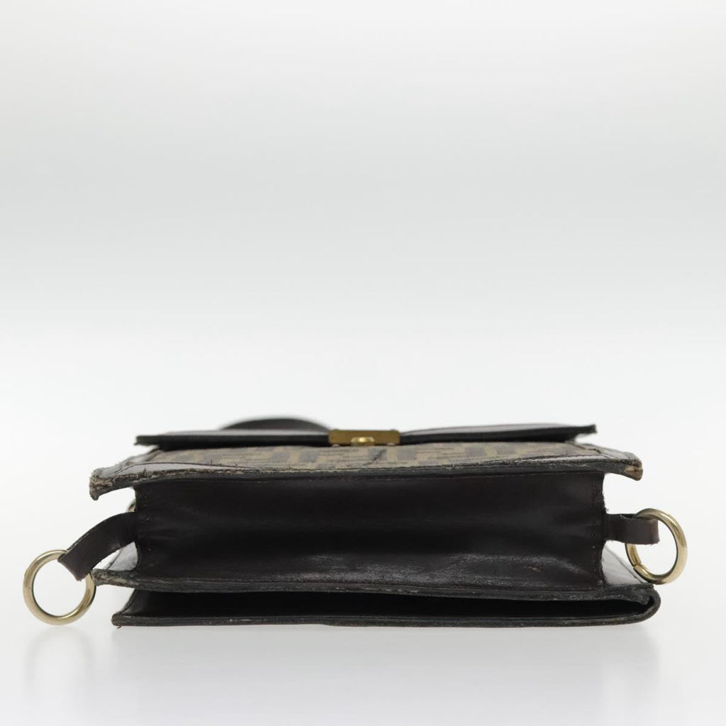 FENDI Zucca Canvas Shoulder Bag Brown Black Gold 94107