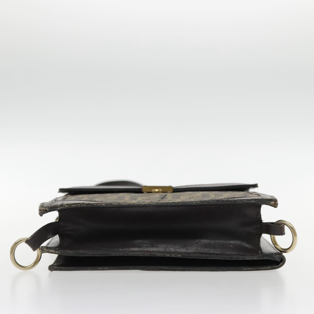 FENDI Zucca Canvas Shoulder Bag Brown Black Gold 94107