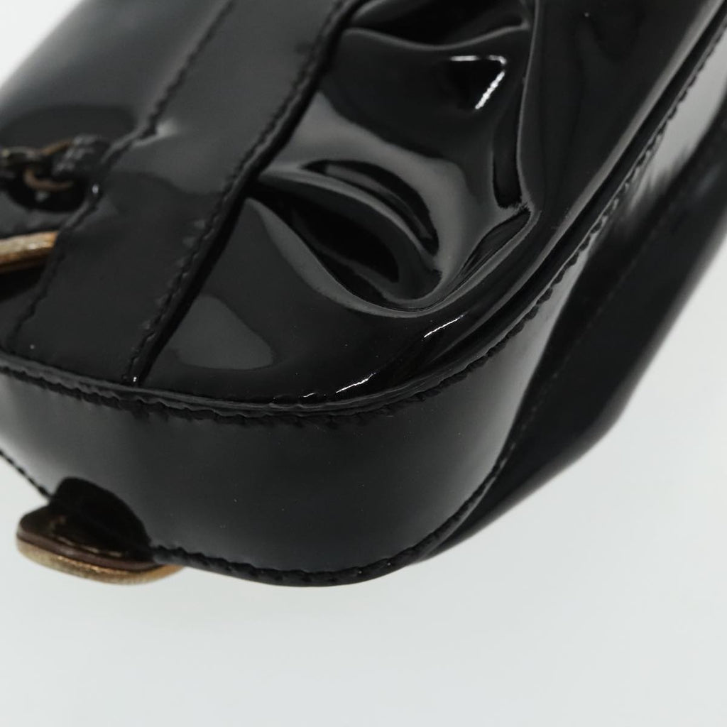 FENDI Chain Hand Bag Enamel Black 94130