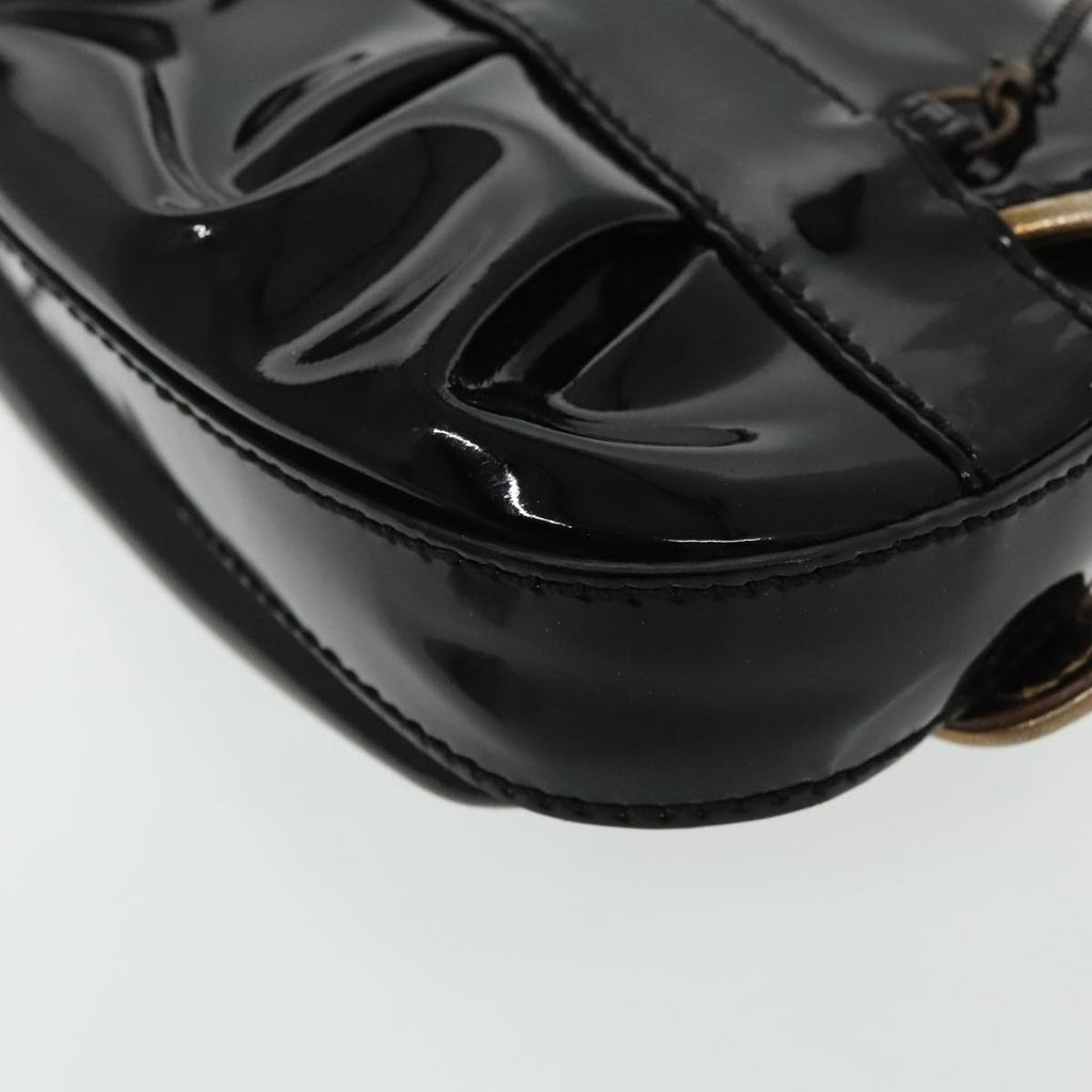 FENDI Chain Hand Bag Enamel Black 94130
