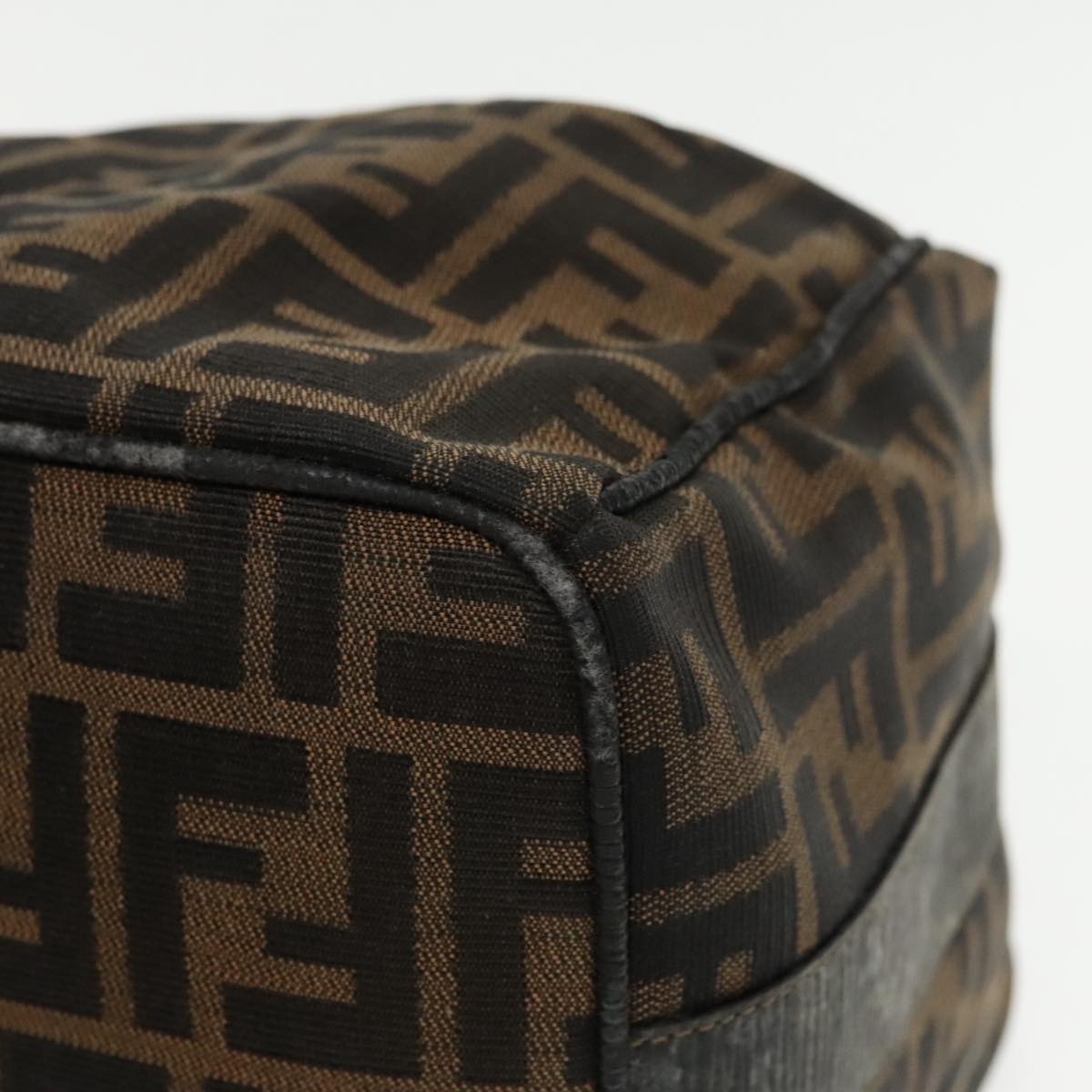 FENDI Zucca Canvas Vanity Hand Bag Brown Black 94131