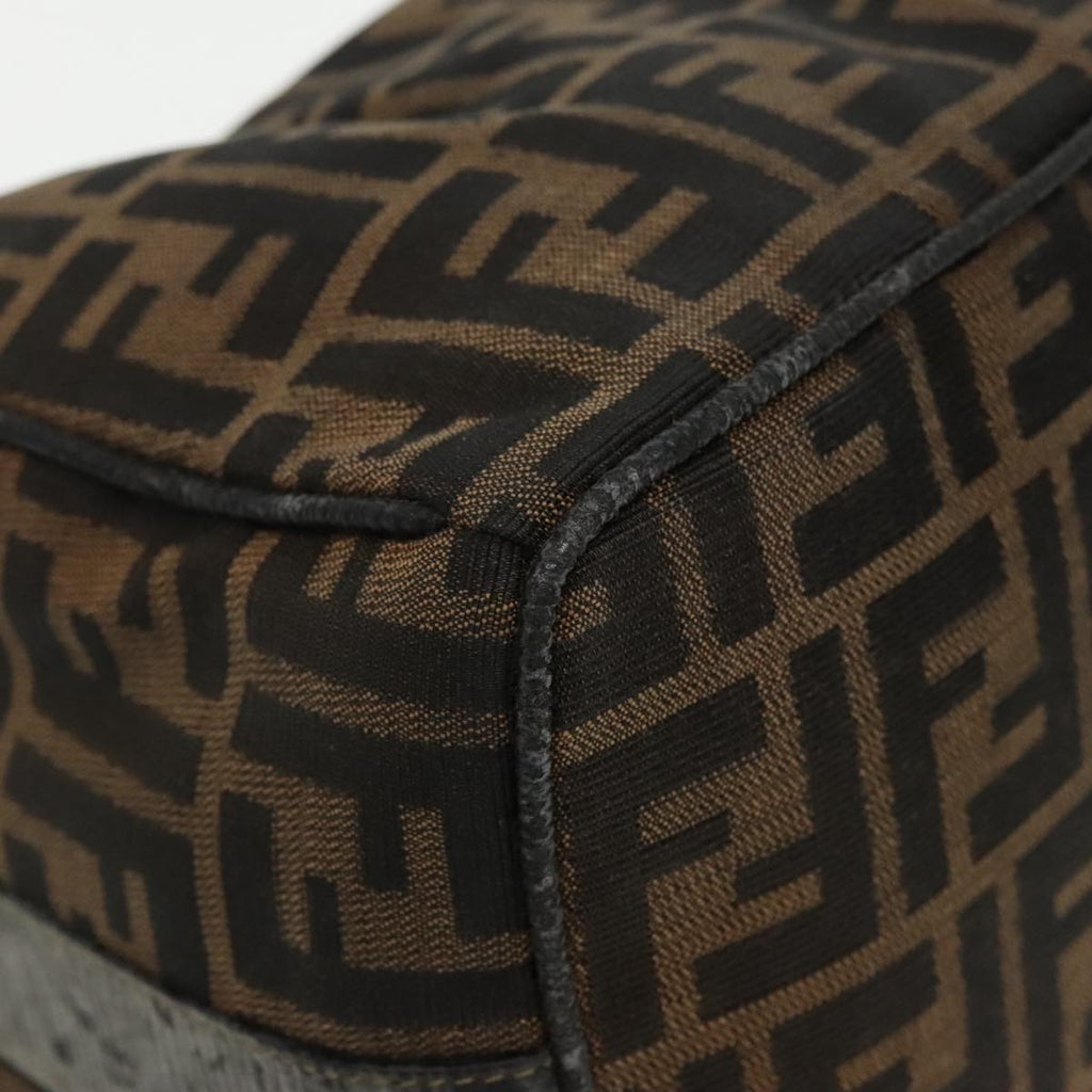 FENDI Zucca Canvas Vanity Hand Bag Brown Black 94131
