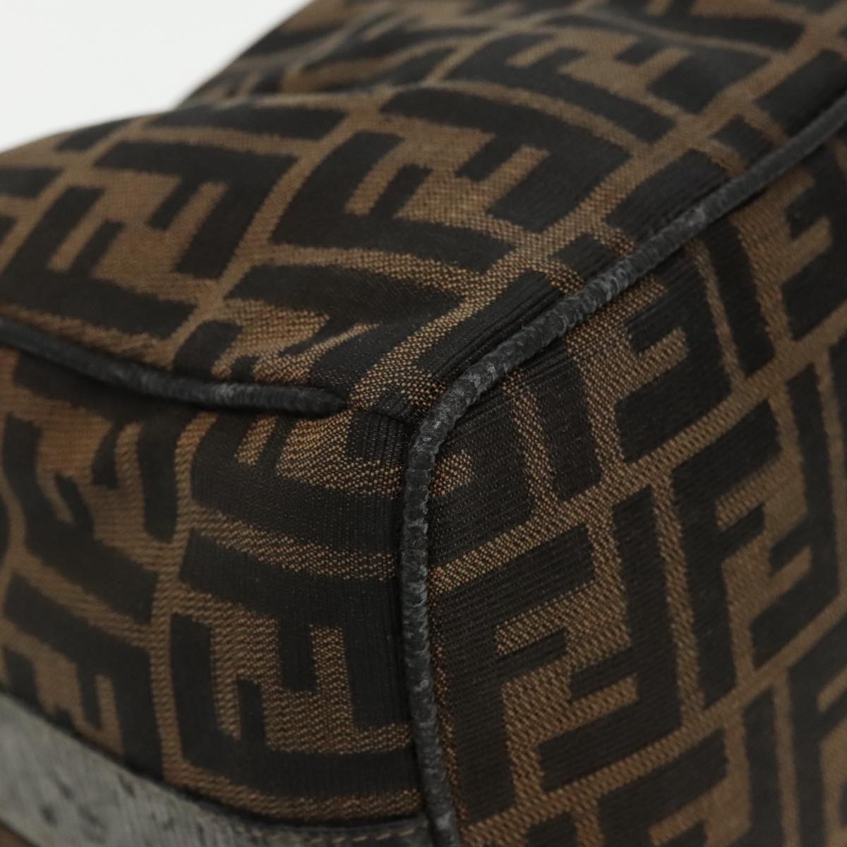 FENDI Zucca Canvas Vanity Hand Bag Brown Black 94131