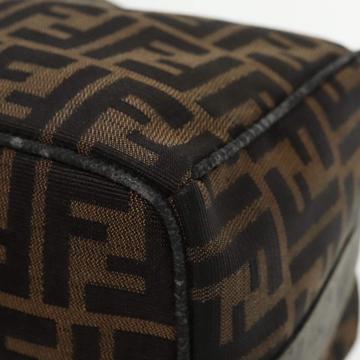 FENDI Zucca Canvas Vanity Hand Bag Brown Black 94131