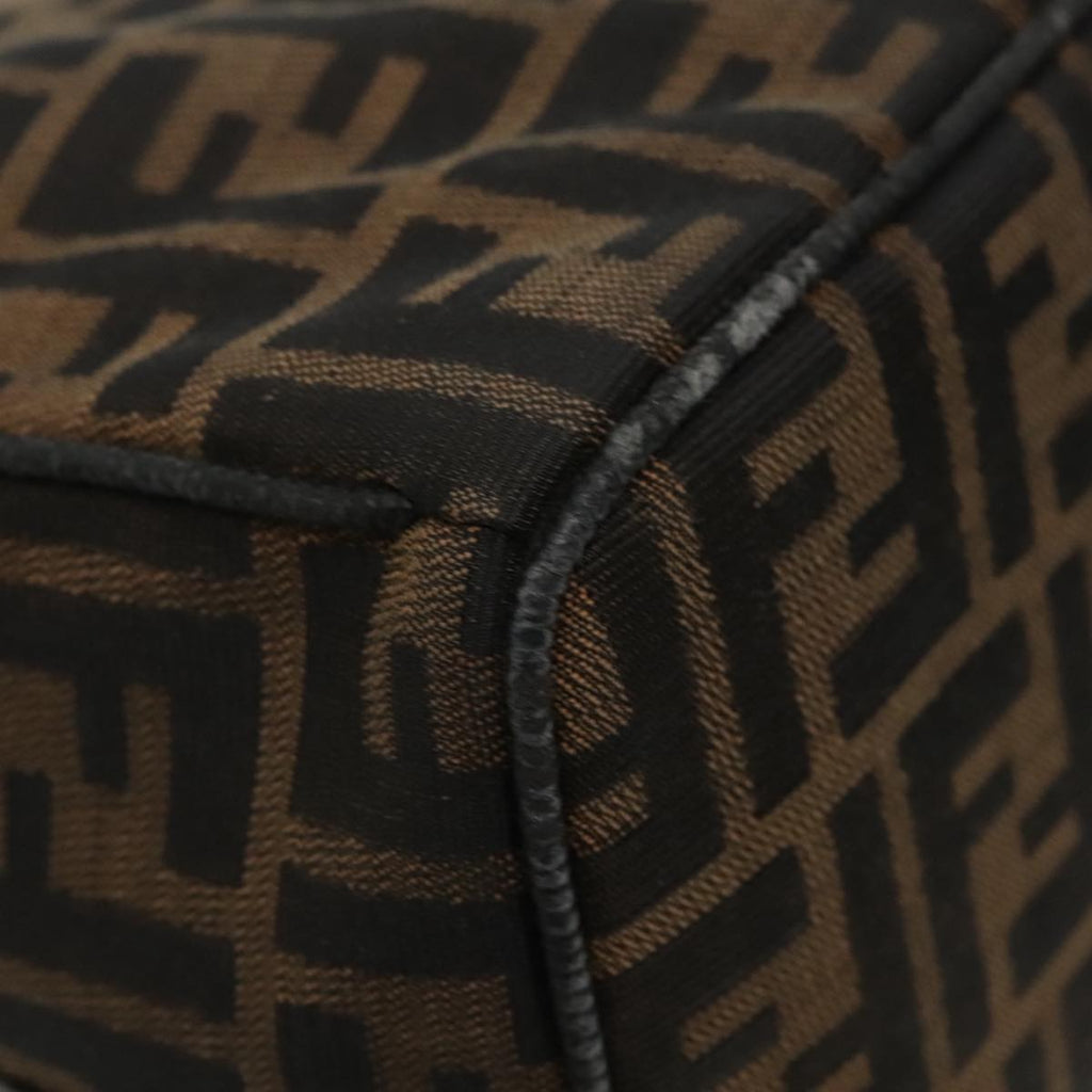 FENDI Zucca Canvas Vanity Hand Bag Brown Black 94131