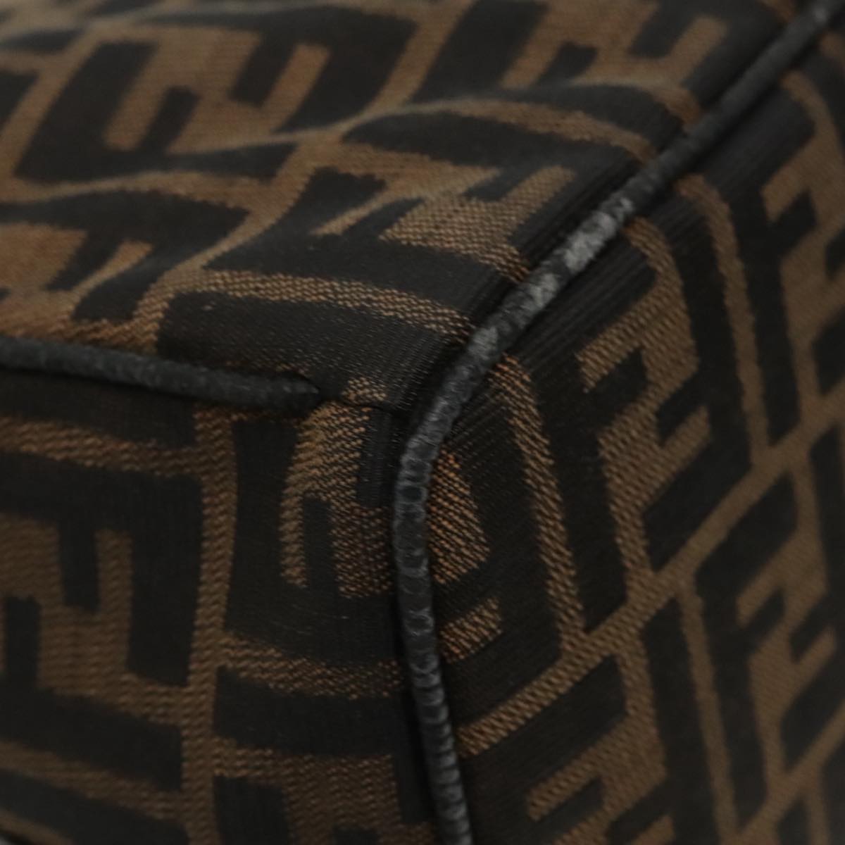 FENDI Zucca Canvas Vanity Hand Bag Brown Black 94131