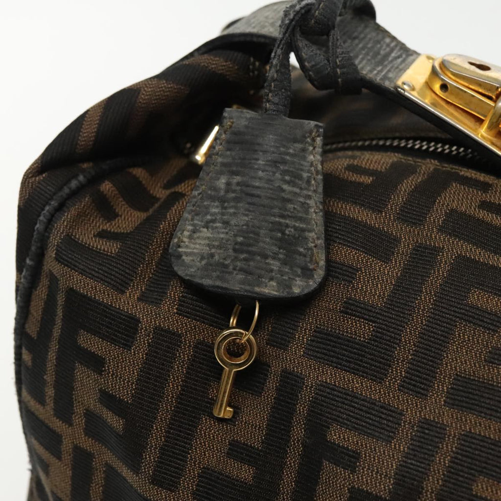 FENDI Zucca Canvas Vanity Hand Bag Brown Black 94131