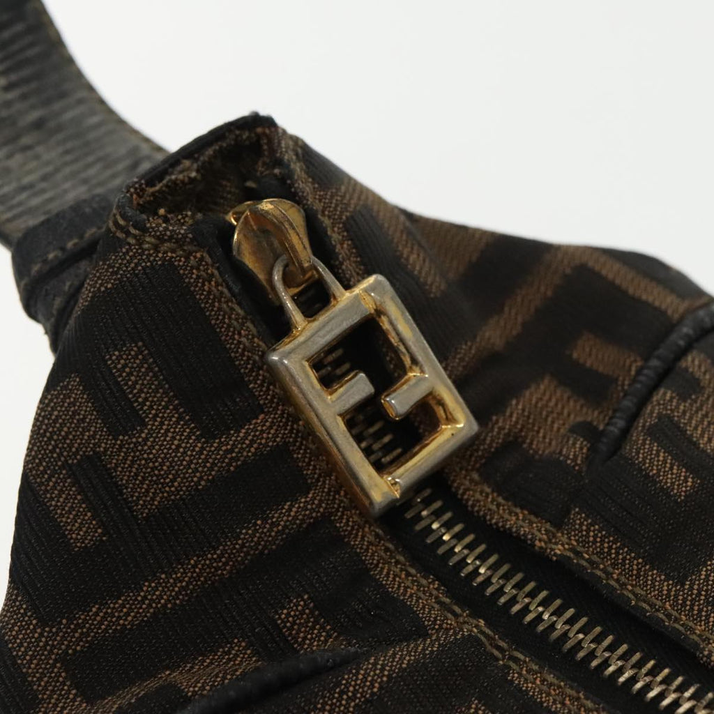 FENDI Zucca Canvas Vanity Hand Bag Brown Black 94131