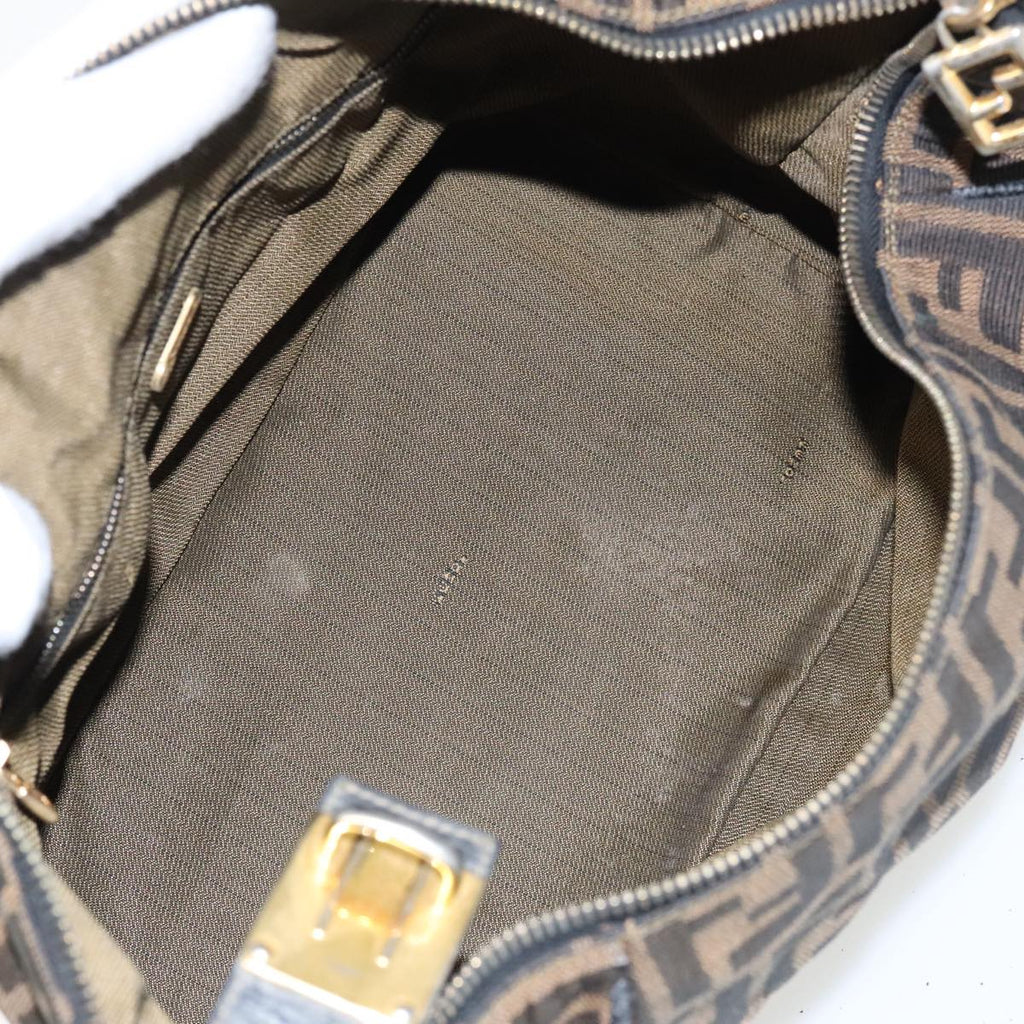 FENDI Zucca Canvas Vanity Hand Bag Brown Black 94131