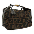 FENDI Zucca Canvas Vanity Hand Bag Brown Black 94131