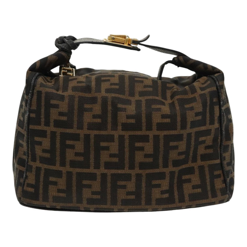 FENDI Zucca Canvas Vanity Hand Bag Brown Black 94131