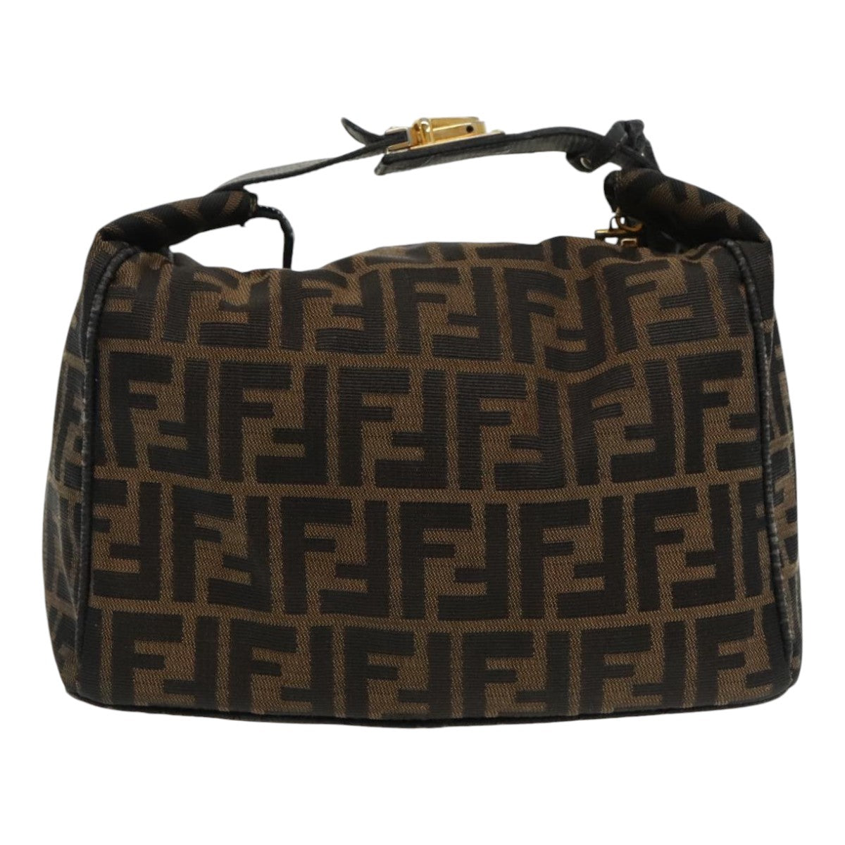 FENDI Zucca Canvas Vanity Hand Bag Brown Black 94131