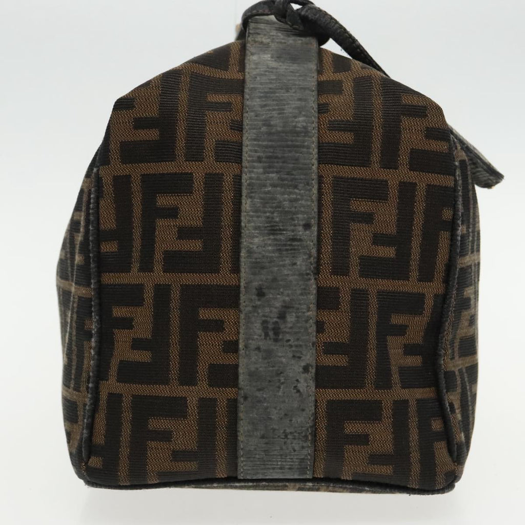 FENDI Zucca Canvas Vanity Hand Bag Brown Black 94131