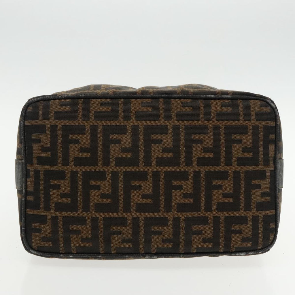 FENDI Zucca Canvas Vanity Hand Bag Brown Black 94131