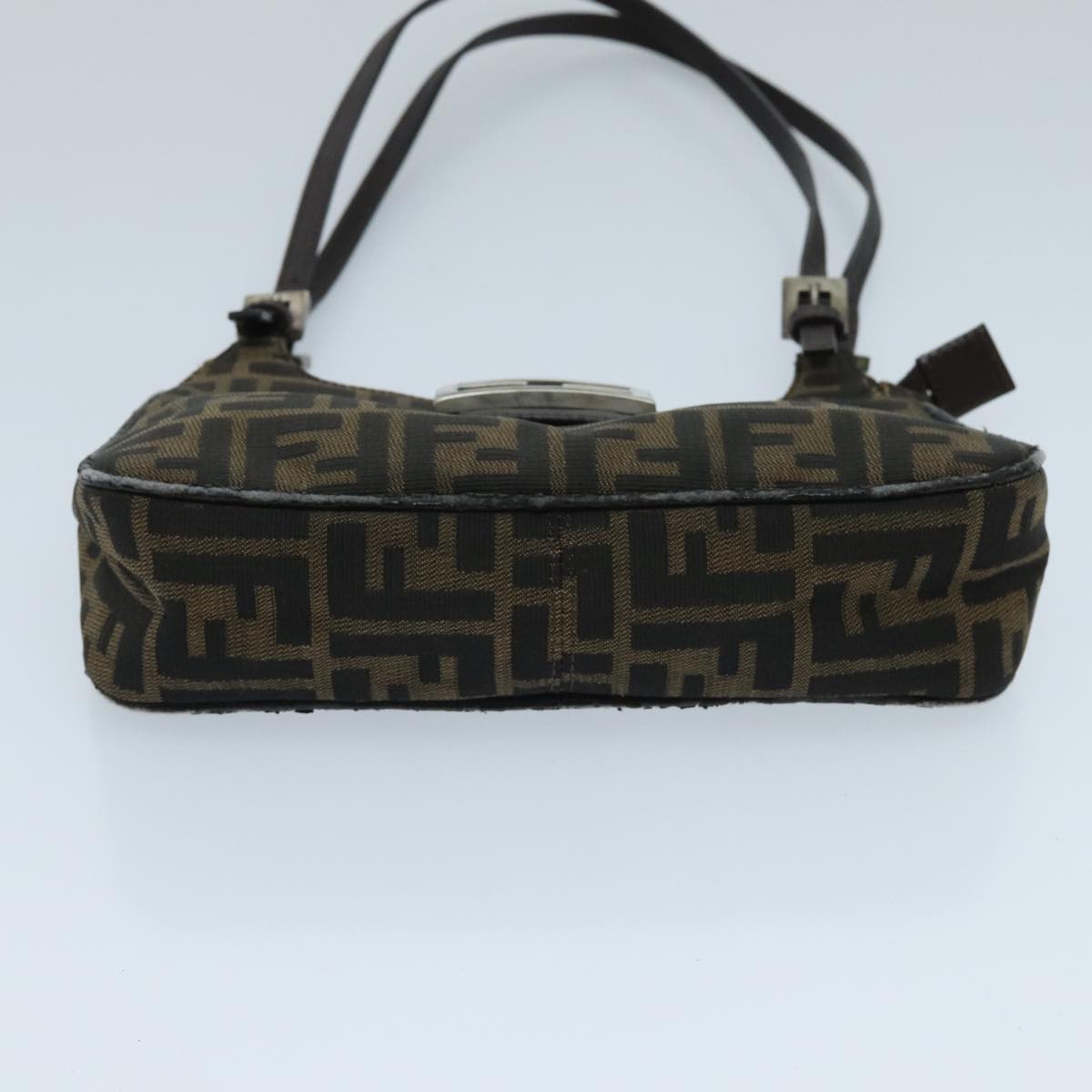FENDI Zucca Canvas Mamma Baguette Shoulder Bag Black Brown 94185
