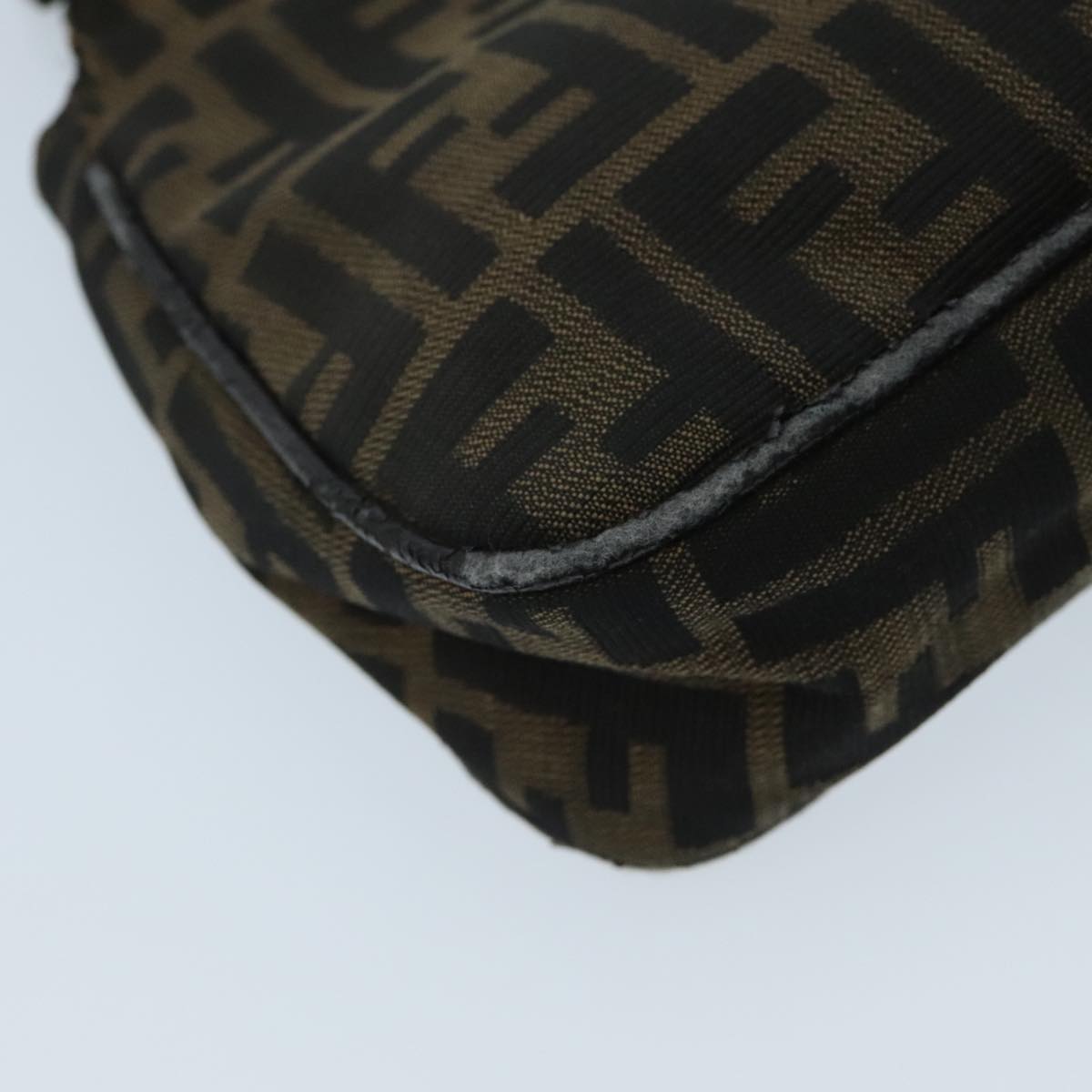 FENDI Zucca Canvas Mamma Baguette Shoulder Bag Black Brown 94185