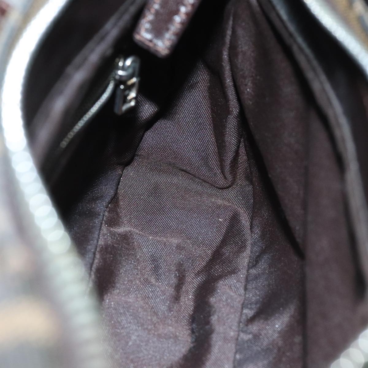 FENDI Zucca Canvas Mamma Baguette Shoulder Bag Black Brown 94185