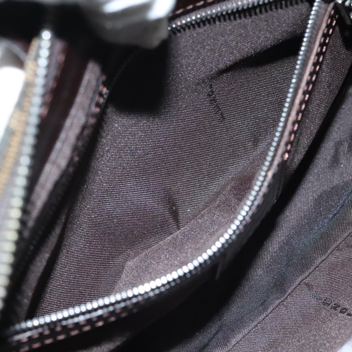 FENDI Zucca Canvas Mamma Baguette Shoulder Bag Black Brown 94185