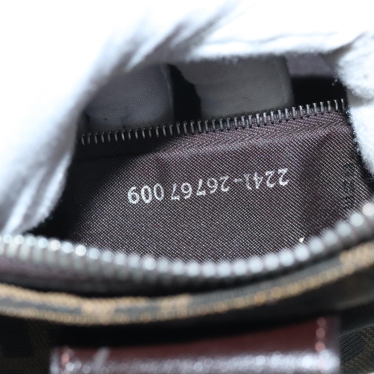FENDI Zucca Canvas Mamma Baguette Shoulder Bag Black Brown 94185