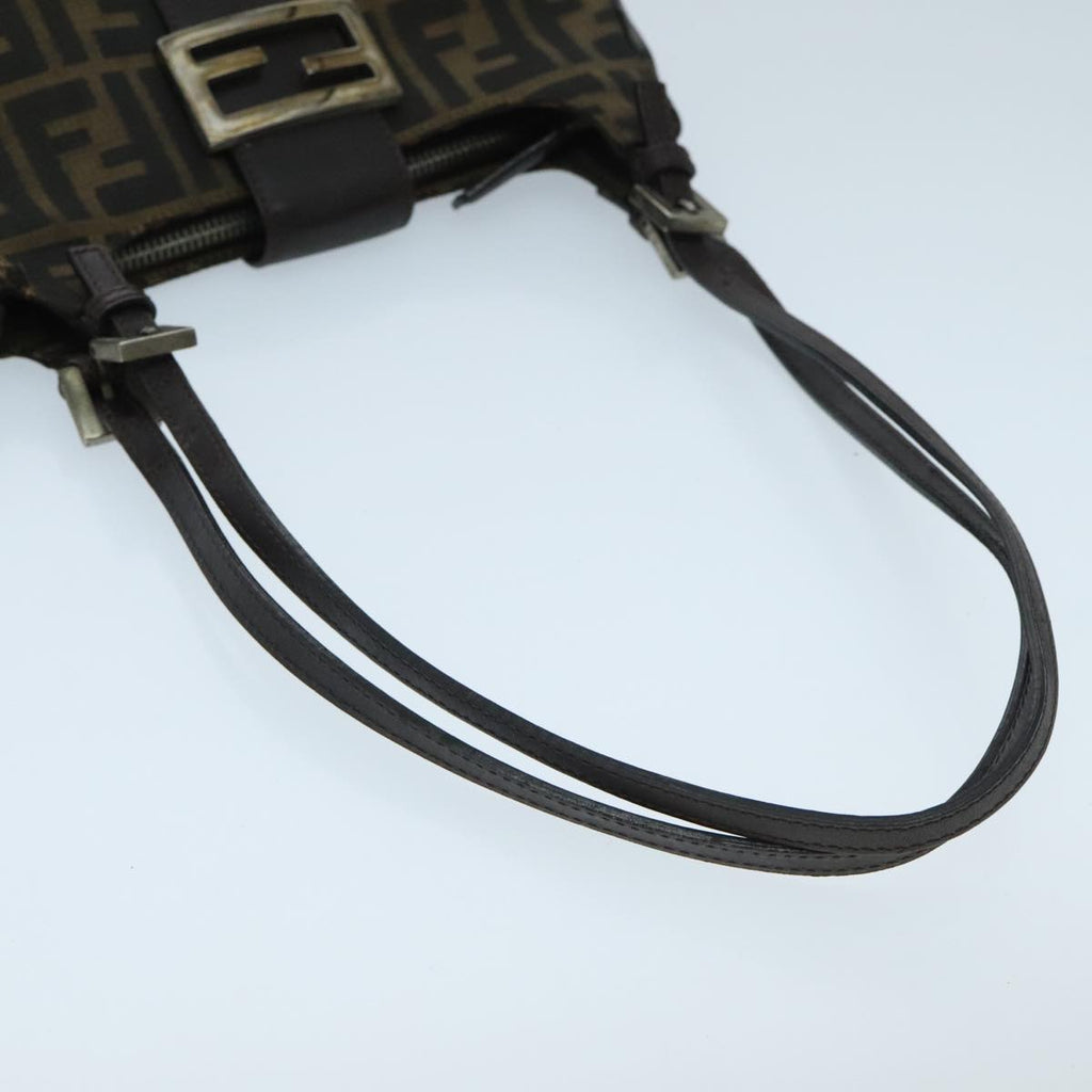 FENDI Zucca Canvas Mamma Baguette Shoulder Bag Black Brown 94185