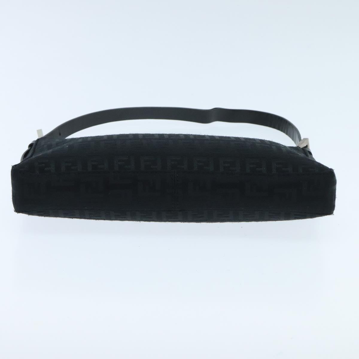 FENDI Zucchino Canvas Hand Bag Black Silver 94186