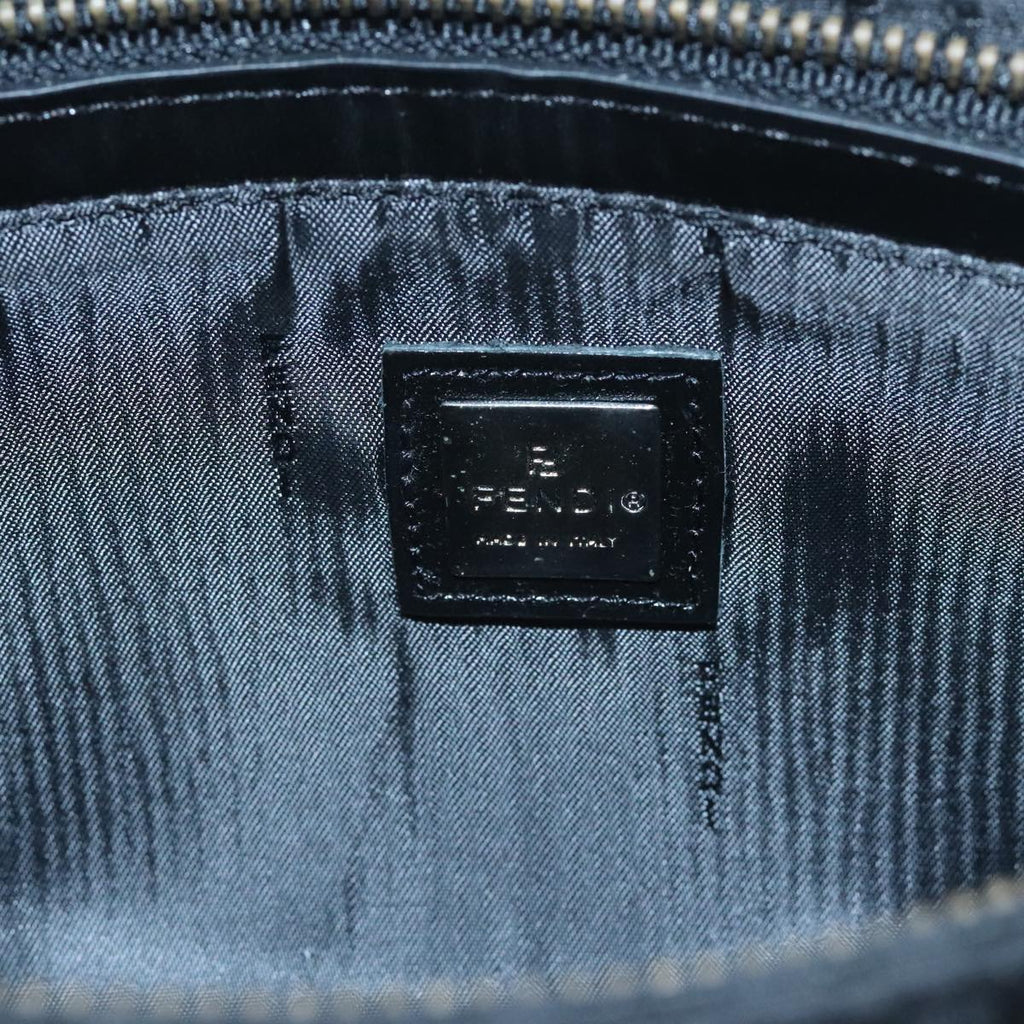 FENDI Zucchino Canvas Hand Bag Black Silver 94186
