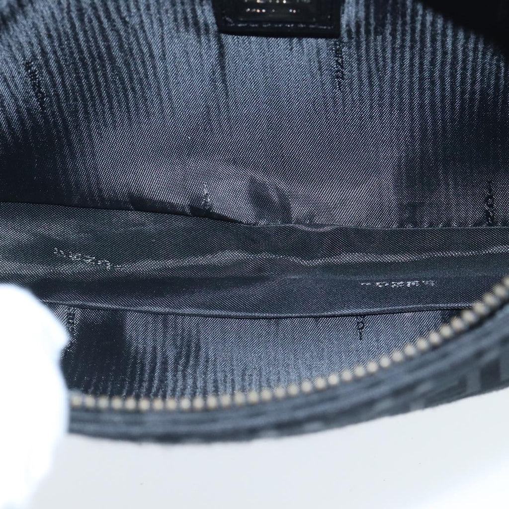 FENDI Zucchino Canvas Hand Bag Black Silver 94186