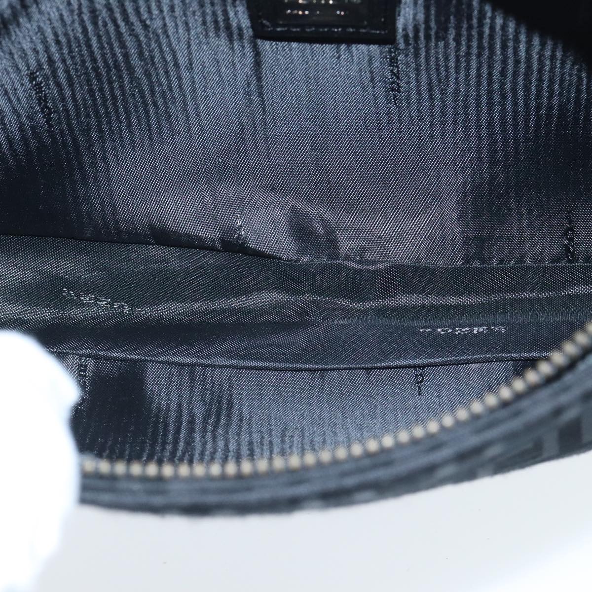 FENDI Zucchino Canvas Hand Bag Black Silver 94186