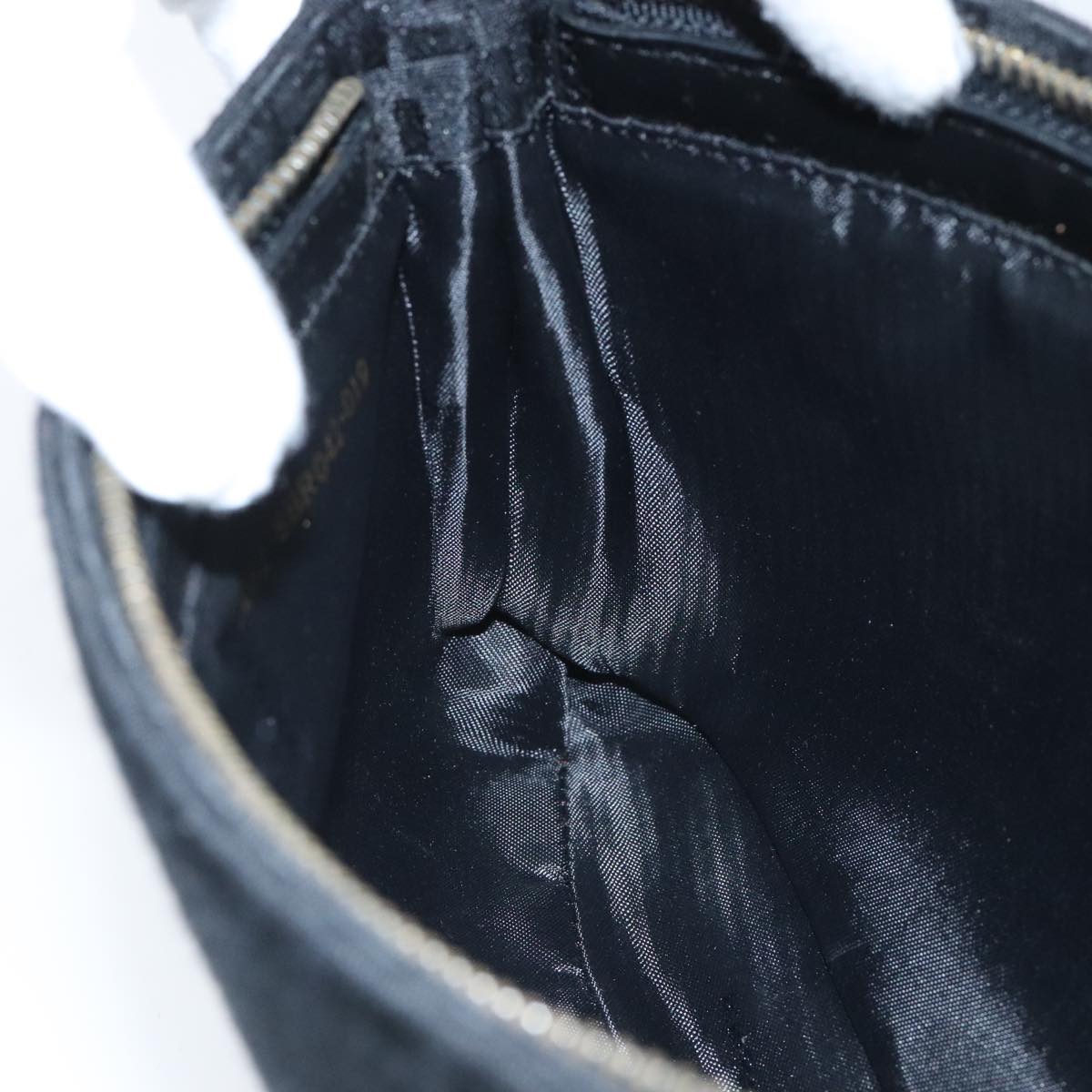 FENDI Zucchino Canvas Hand Bag Black Silver 94186