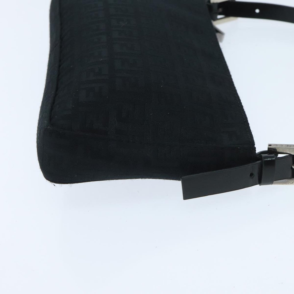 FENDI Zucchino Canvas Hand Bag Black Silver 94186