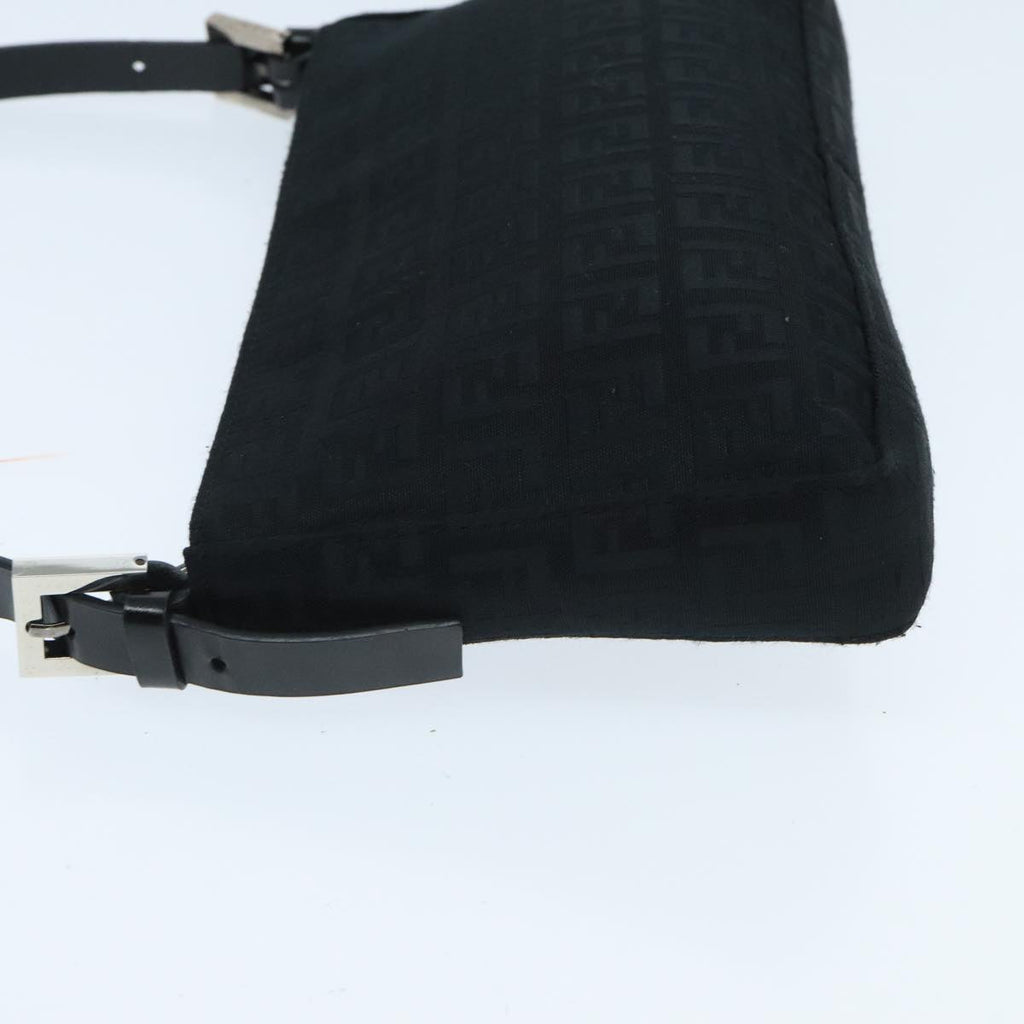 FENDI Zucchino Canvas Hand Bag Black Silver 94186