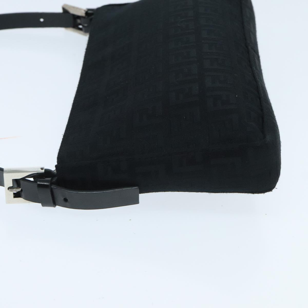 FENDI Zucchino Canvas Hand Bag Black Silver 94186