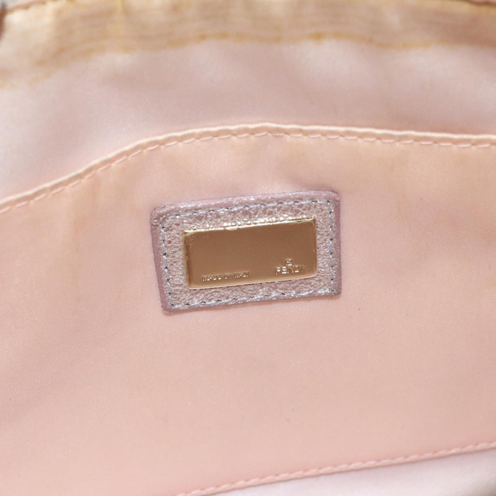 FENDI Zucchino Canvas Shoulder Bag Beige Gold 94187