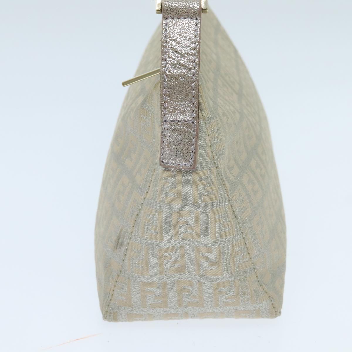 FENDI Zucchino Canvas Shoulder Bag Beige Gold 94187